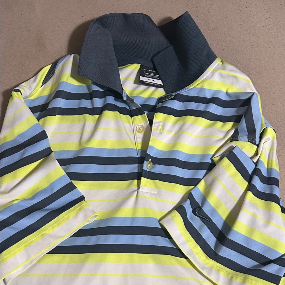 Nike Golf Striped Polo in Blue and Yellow
